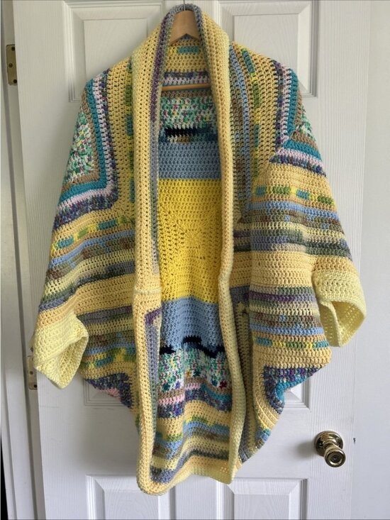 Handmade Sweaters - Women Handmade Crochet Oversized Shrug Cocoon Sweater Knit Cozy Wrap